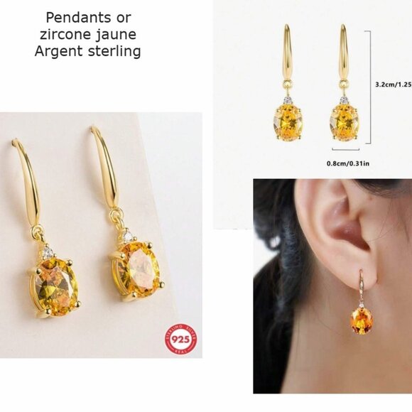 NWOT Nadri  Gold Sterling Silver Crystal Pendent earrings Cubic Zirconia stones - Picture 1 of 4